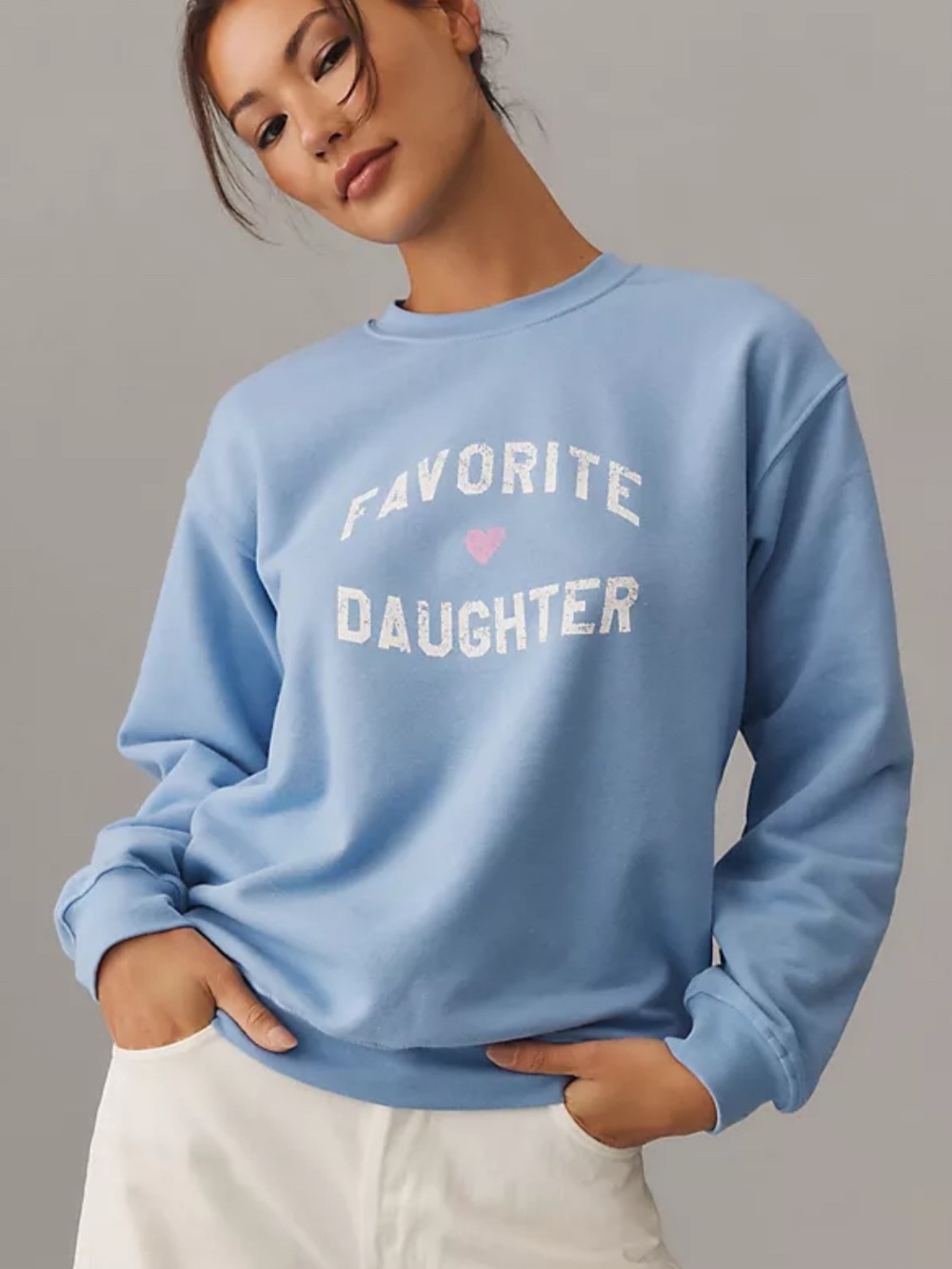 Favorite Daughter Blue Crewneck Sweatshirt with Heart